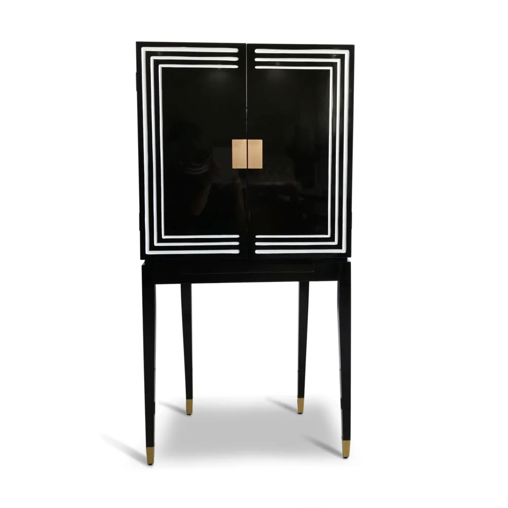 Art Deco Liqour Cabinet, Black & White von Authentic Models
