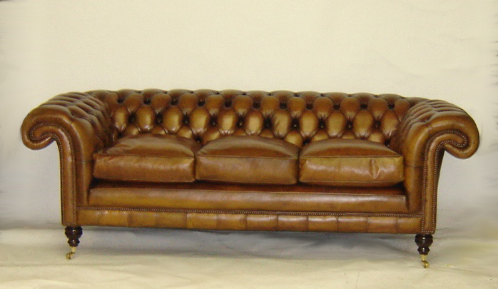 Burlington Chesterfield 3 Sitzer Sofa aus Leder